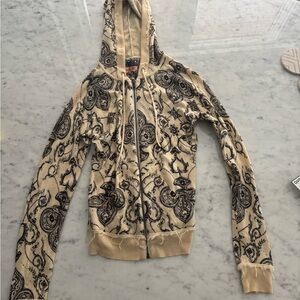 Cashmere Paisley Print Zip-Up Hoodie by LAMB